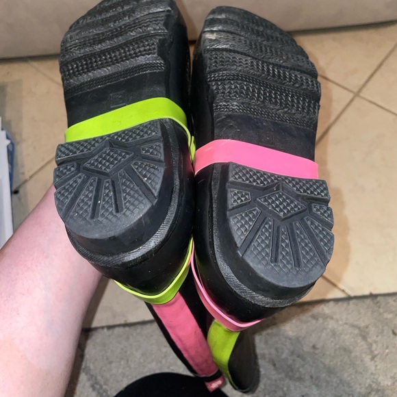 Little Miss Matched Pink, Green, and Black Tall Rubber Rain Boots Size 3 - Picture 6 of 6